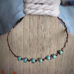 NWT Handmade Copper wire and Murano glass bracelet